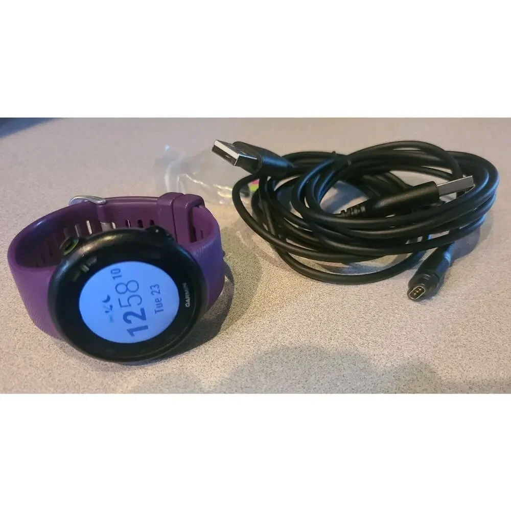 Garmin Forerunner 45 GPS Running Smart Watch w/Purple Band & 2 New Chargers
